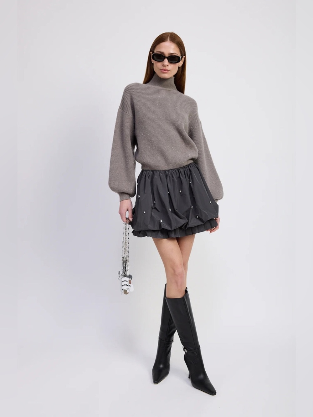 En Saison Black Embellished Bubble Mini Dress - Picture 4 of 9